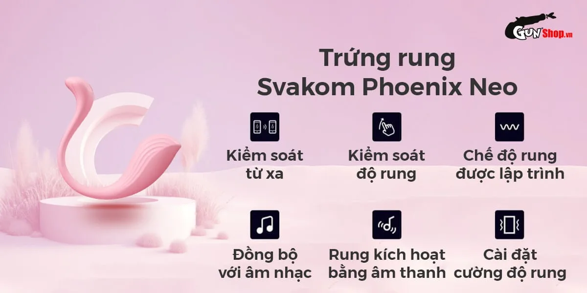 Trứng rung 2 Đầu Svakom Phoenix Neo điều khiển qua app — Trứng rung tình yêu Svakom Phoenix Neo – thiết bị hoàn hảo