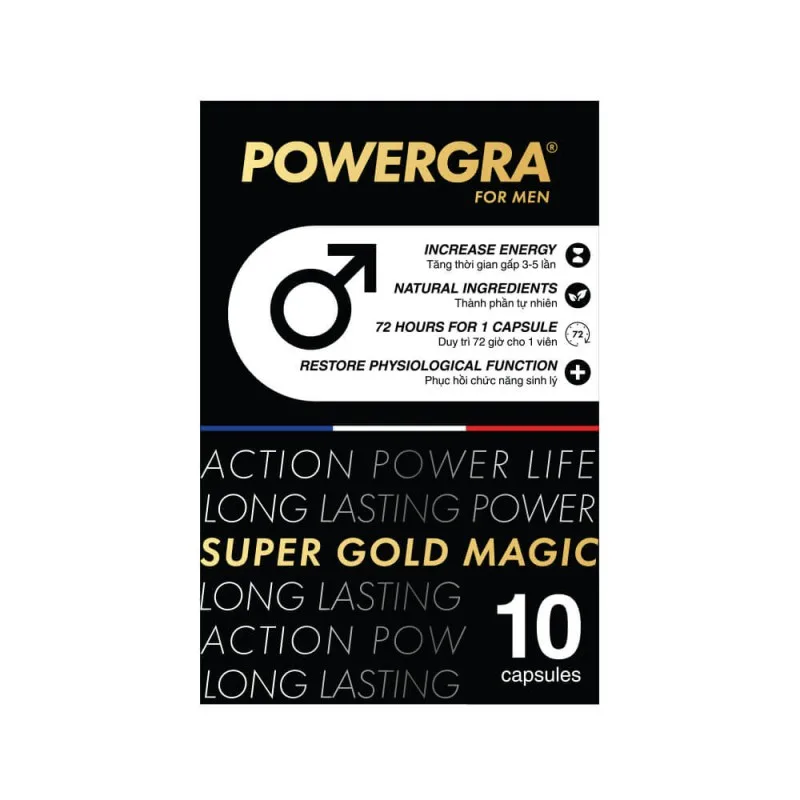 Powergra For Men Super Gold Magic 10 viên tăng cường sinh lý nam mạnh mẽ