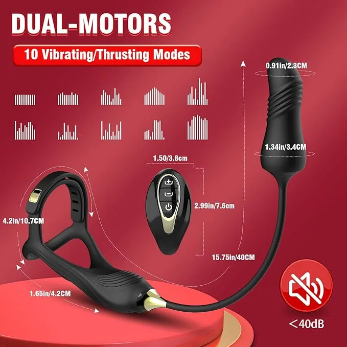 Vòng đeo dương vật kết hợp dụng cụ anal plug rung thụt massage hậu môn Lord of the Rings III Vòng đeo dương vật kết hợp dụng cụ anal plug rung thụt — 2 Động Cơ Độc Lập – Trải Nghiệm Khoái Cảm Toàn Diện