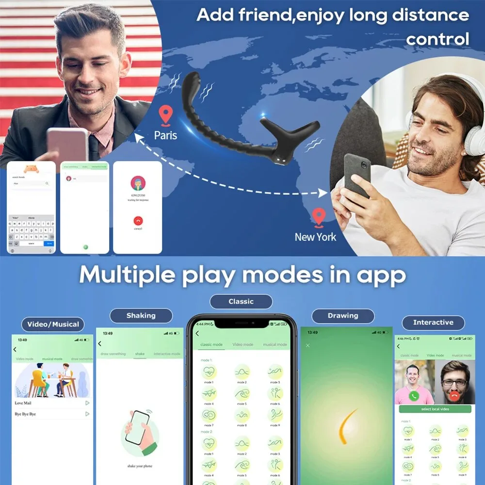 Vòng Đeo Dương Vật Chuỗi Xoắn Kích Thích Hậu Môn, App Điều — Thiết kế thông minh, đa chức năng