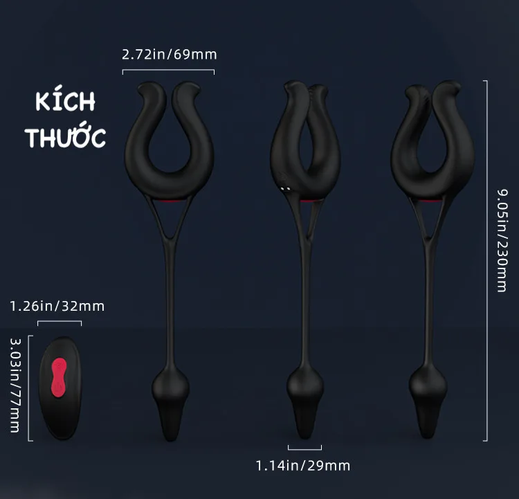 Que rung hậu môn kết hợp vòng đeo dương vật S-Hande Nicole điều khiển từ xa — ảnh 3