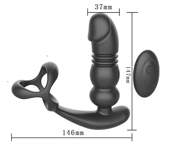 Phích cắm hậu môn Z-Shen rung thụt siêu mạnh kèm vòng đeo — Điều khiển remote không dây đi kèm giúp bạn tùy chỉnh 7 chế